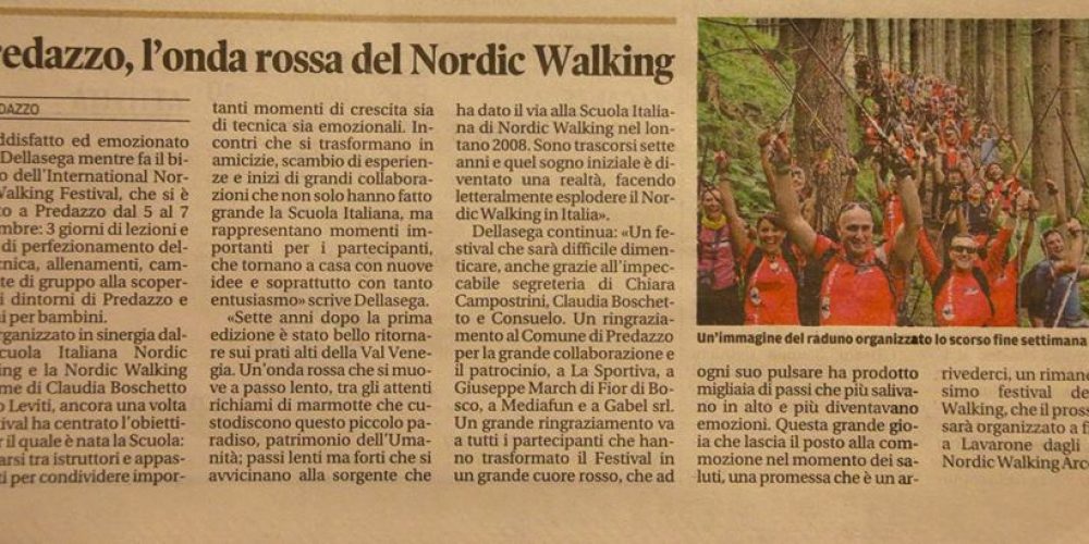 Predazzo, l'onda rossa del Nordic Walking